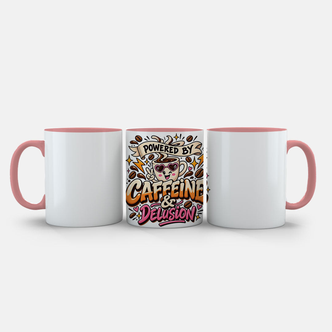 11oz Ceramic Mug Purple - Playful coffee addict design with lightning bolts and vintage coffee aesthetic