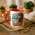 11oz Ceramic Mug White - Cartoon cowboy horse in aviators and Stetson with humorous text and gold stars