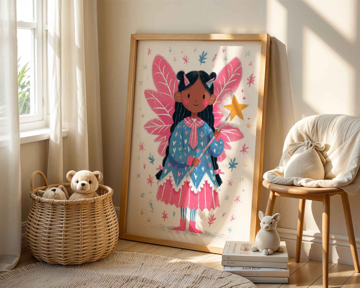 Fairy Girl with Magic Wand – Nursery Wall Art Print