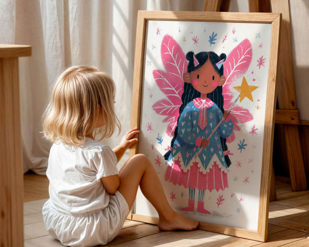Fairy Girl with Magic Wand – Nursery Wall Art Print