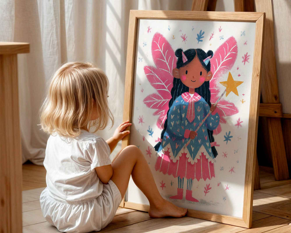Fairy Girl with Magic Wand – Nursery Wall Art Print