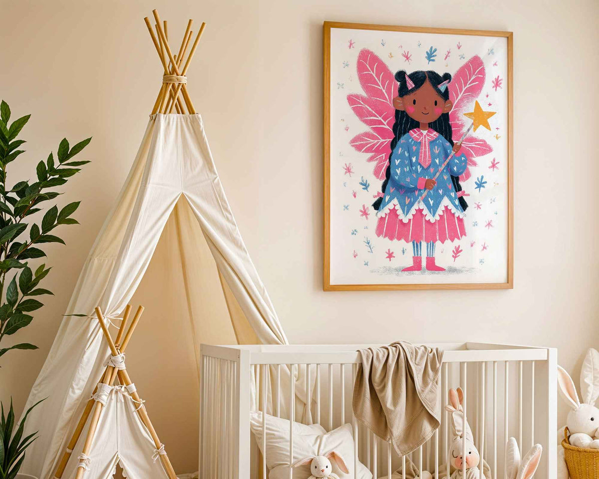Fairy Girl with Magic Wand – Nursery Wall Art Print