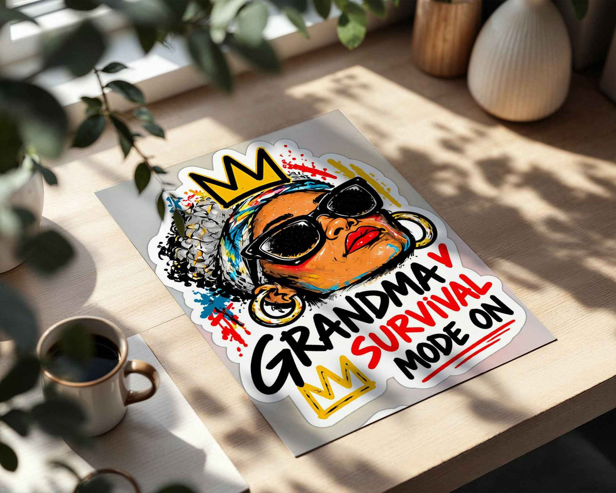 Grandma Survival Mode Street Art Portrait