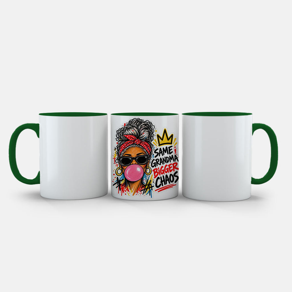 11oz Ceramic Mug Yellow - Pop art illustration with splashes of colour on yellow mug