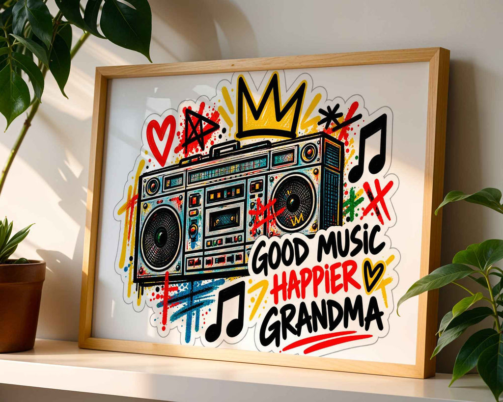 Good Music Happier Grandma Boombox Poster