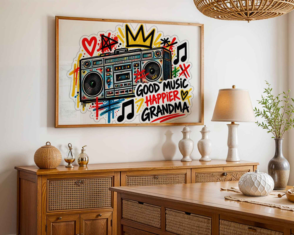 Good Music Happier Grandma Boombox Poster