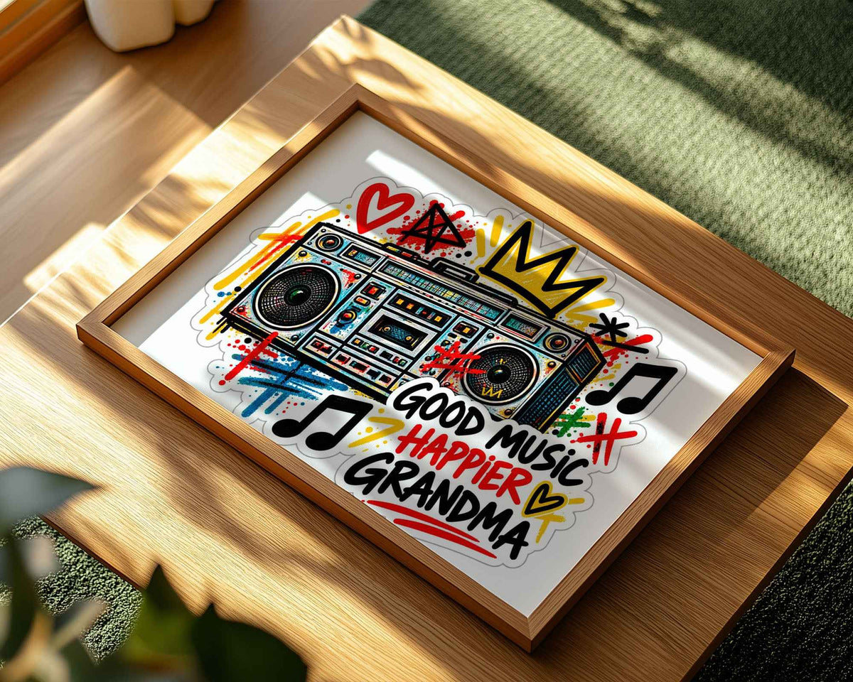 Good Music Happier Grandma Boombox Poster