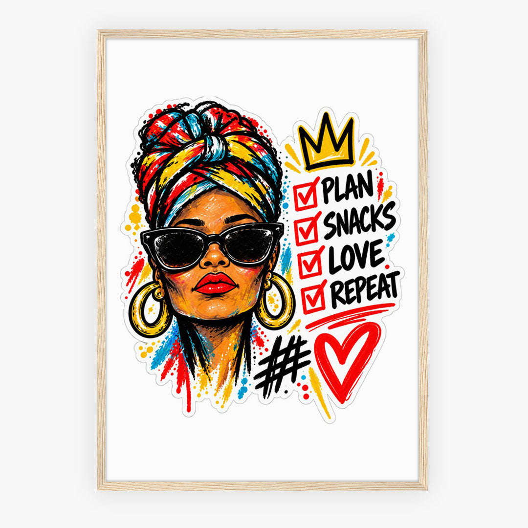 A-Sized Bedroom Portrait - Eye-catching pop art poster celebrating women, confidence and life goals