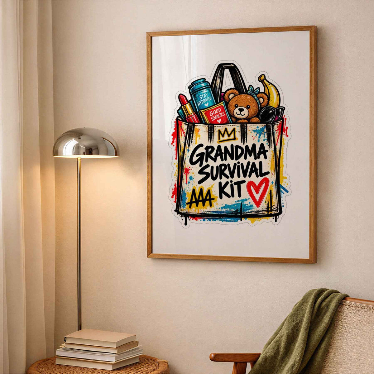Grandma Survival Kit Teddy Bear Print - Funny Family Art