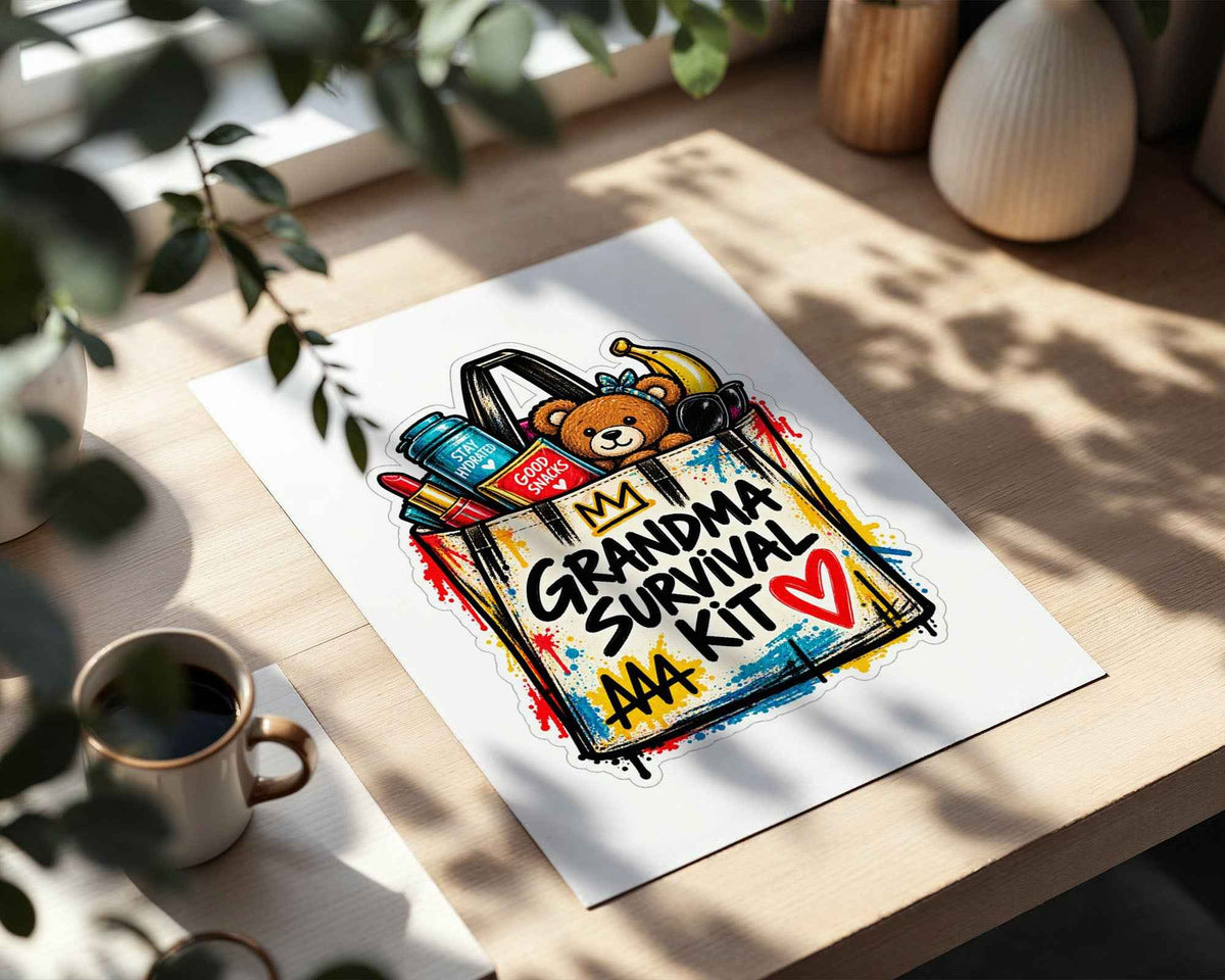 Grandma Survival Kit Teddy Bear Print - Funny Family Art