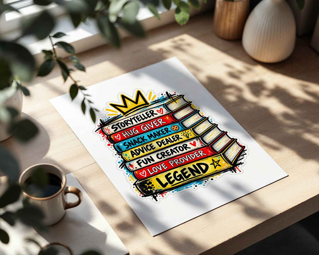 Legend Book Stack Poster: Funny Bedroom Wall Art