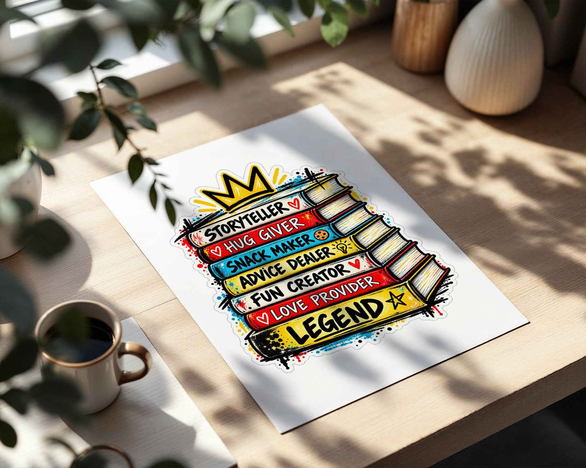 Legend Book Stack Poster: Funny Bedroom Wall Art