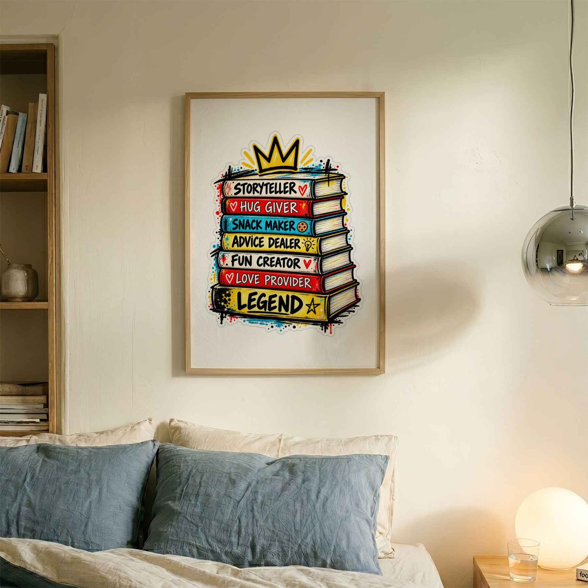 Legend Book Stack Poster: Funny Bedroom Wall Art