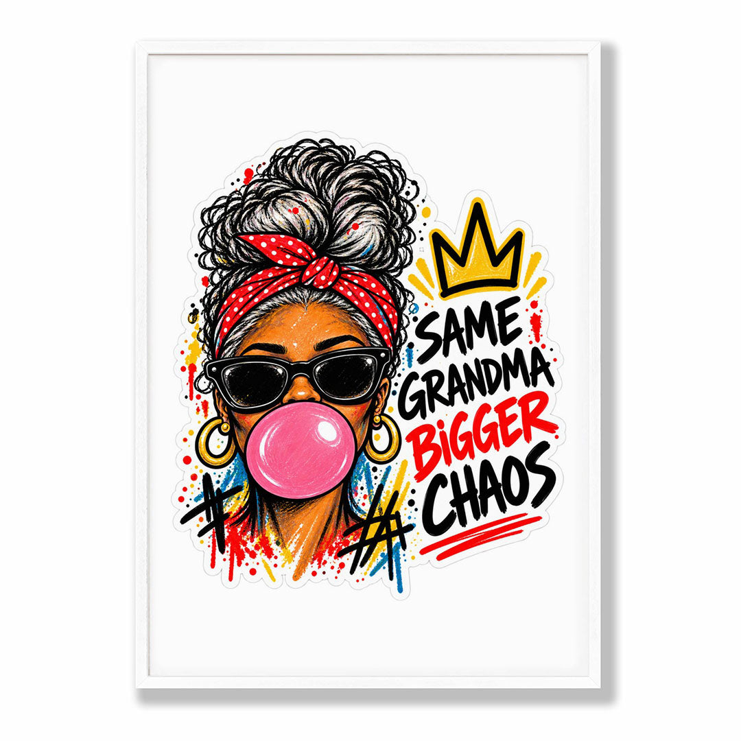 A-Sized Bedroom Portrait - Colourful pop art celebrating confident women with bold yellow crown graphic