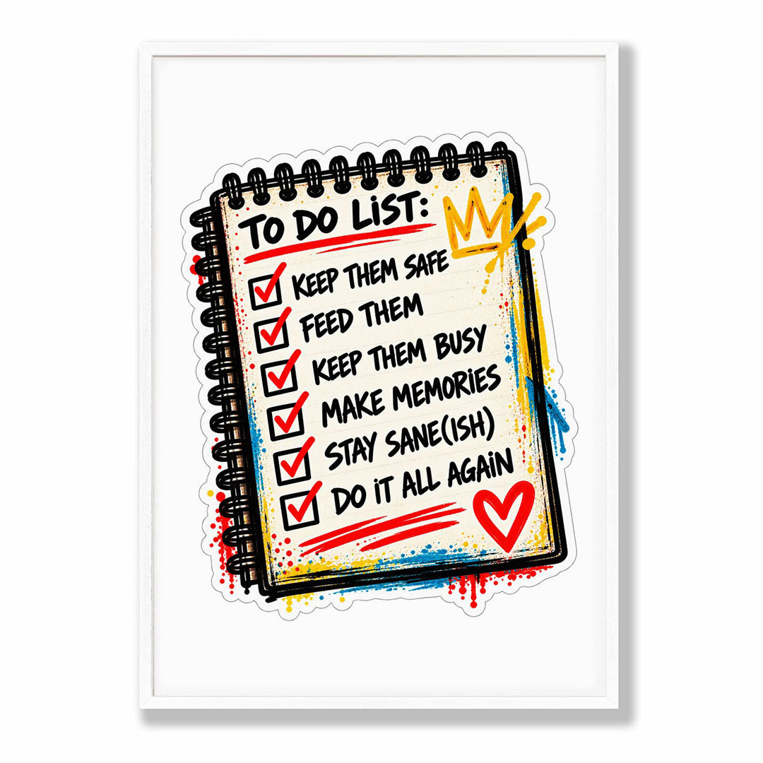 A-Sized Bedroom Portrait - Colourful nursery print with spiral-bound notebook and paint splatters