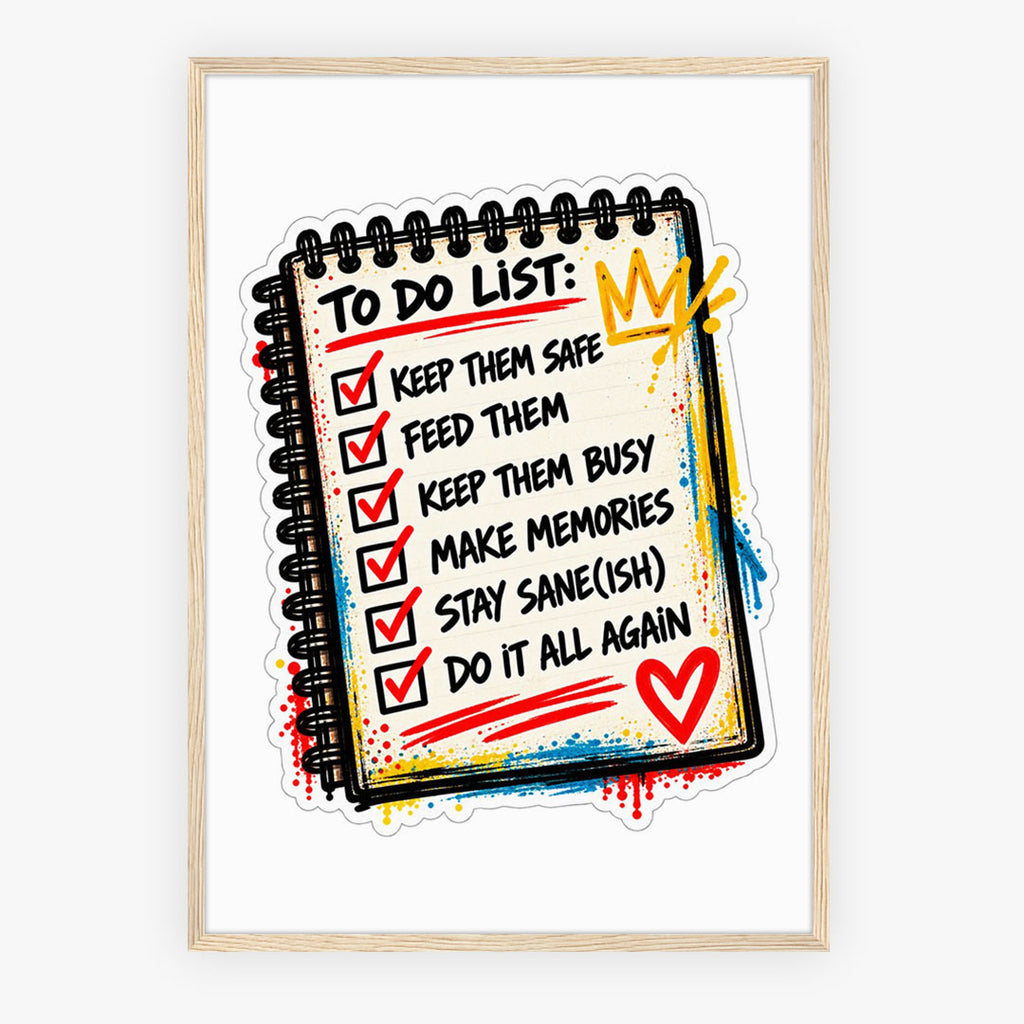A-Sized Bedroom Portrait - Hand-drawn parenting humour print with bold typography and splashes