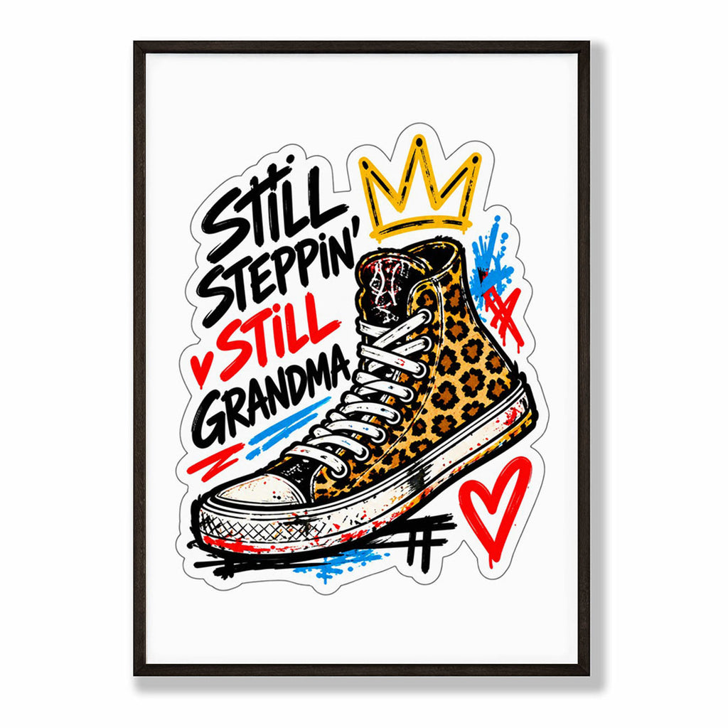 A-Sized Bedroom Portrait - Colourful street style motivation print featuring patterned shoe and bold typography layout
