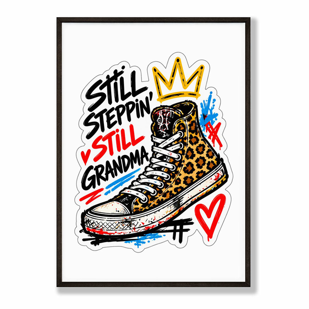 A-Sized Bedroom Portrait - Colourful street style motivation print featuring patterned shoe and bold typography layout