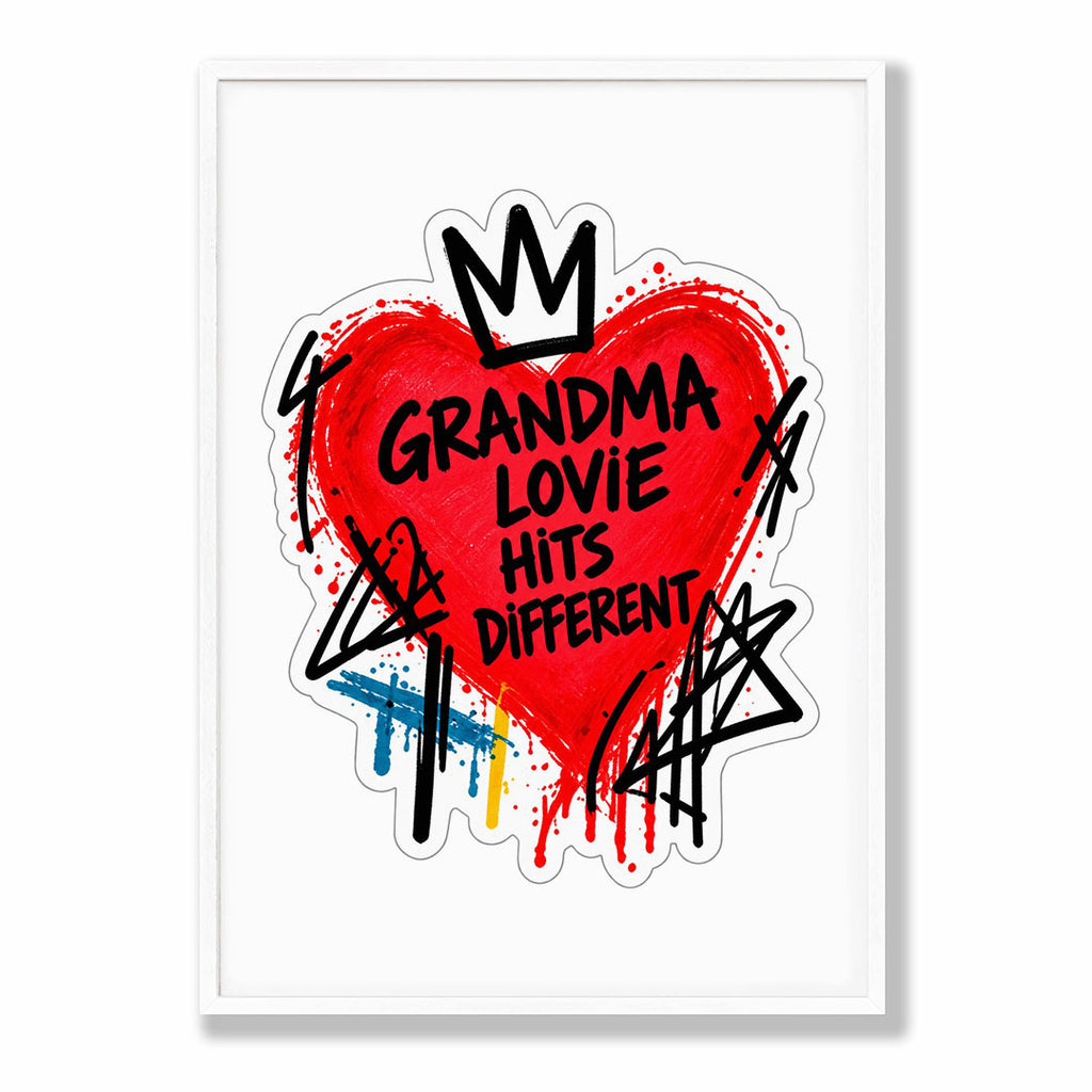 A4 Bedroom Poster - Artistic heart design in red with paint splashes and contemporary text overlay