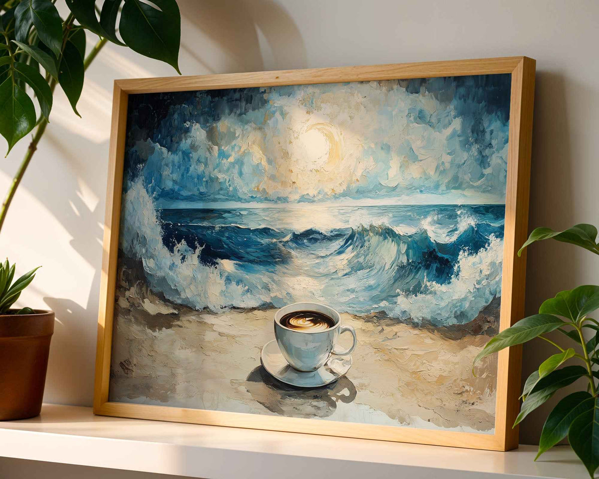 Coffee by the Sea Watercolour Poster