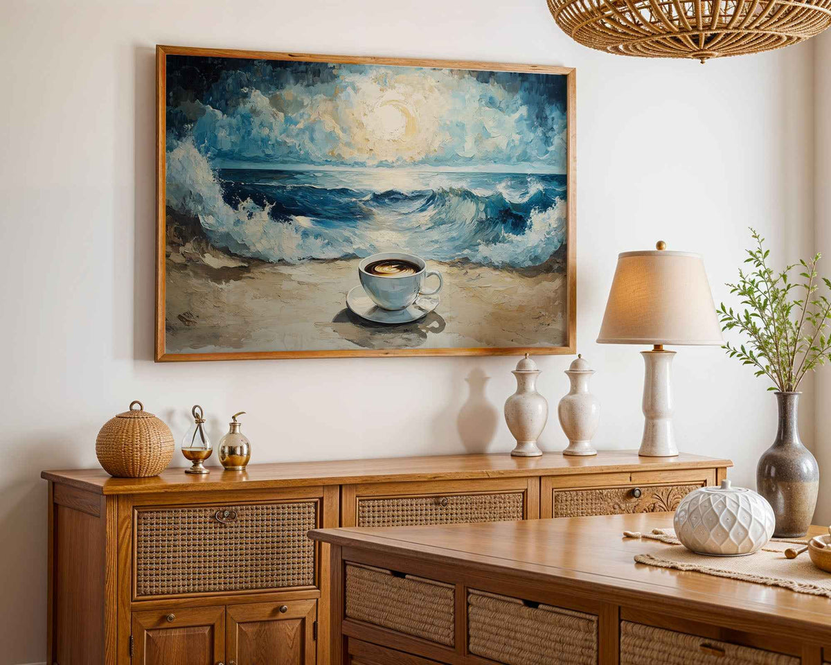Coffee by the Sea Watercolour Poster