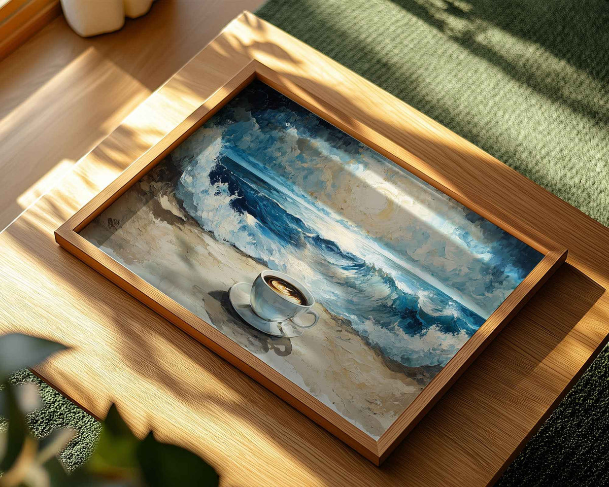 Coffee by the Sea Watercolour Poster