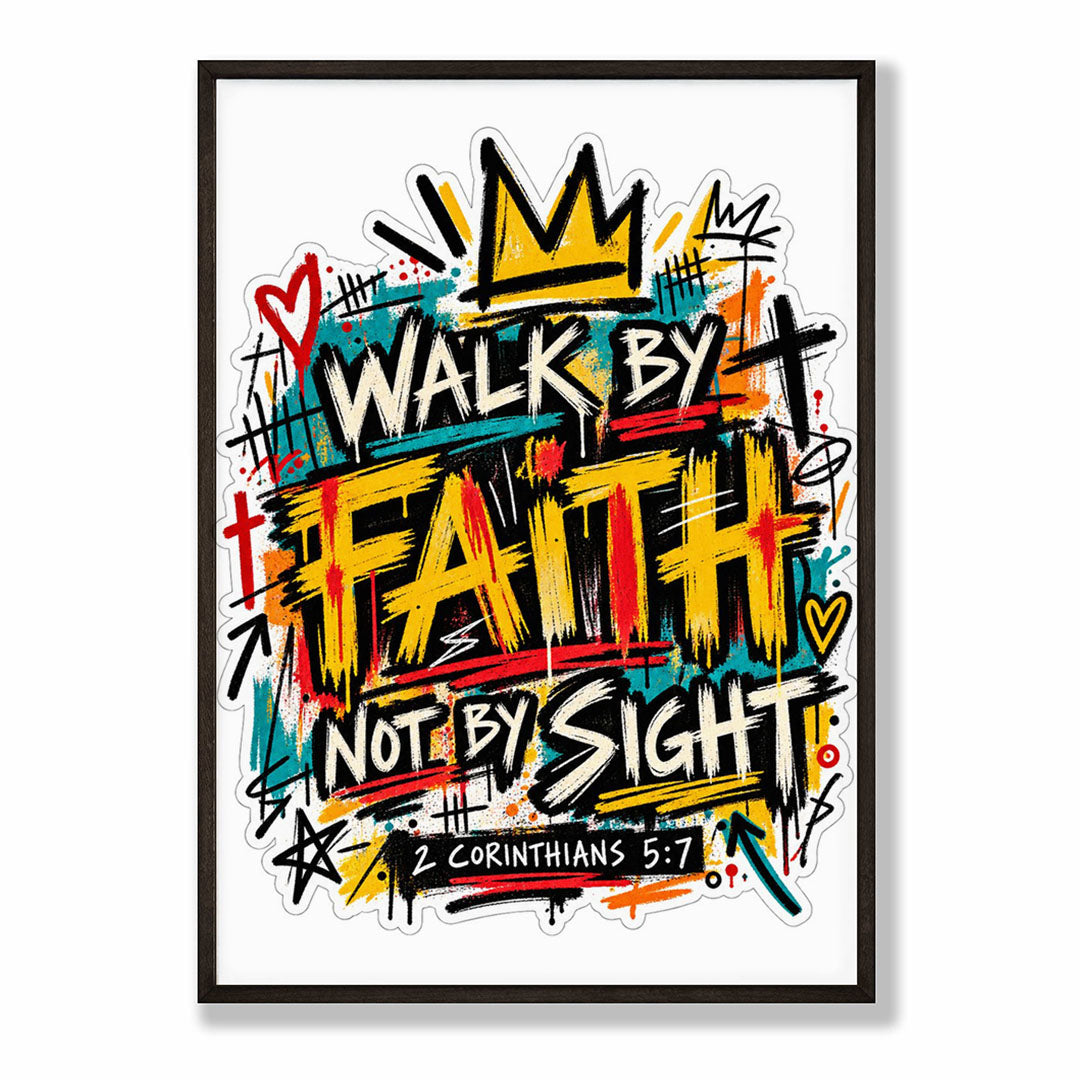 A-Sized Bedroom Portrait - Contemporary street art print with energetic brushwork and uplifting scripture verse