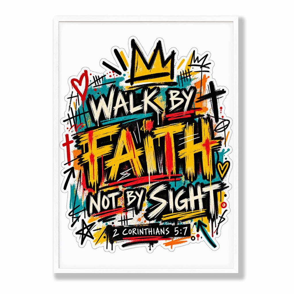 A-Sized Bedroom Portrait - Colourful modern graffiti artwork featuring golden crown and motivational text
