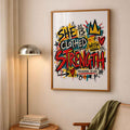 She Is Clothed With Strength - Bible Verse Poster