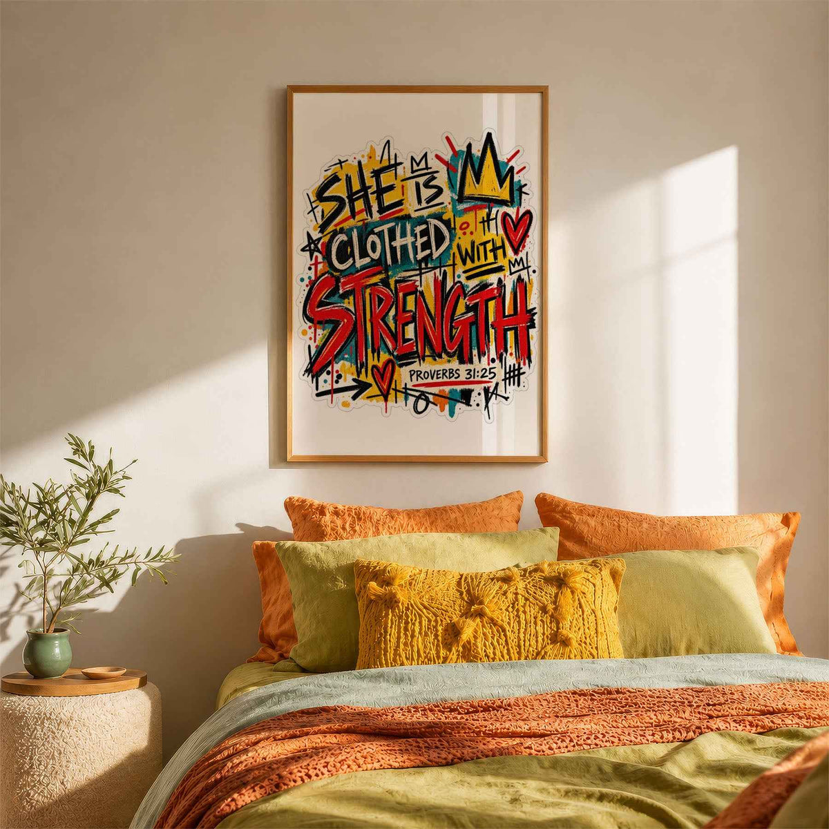 She Is Clothed With Strength - Bible Verse Poster