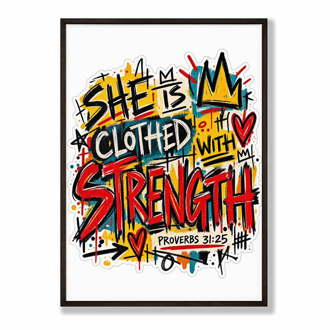 A-Sized Bedroom Portrait - Energetic graffiti artwork with X marks and doodles framing the empowerment message