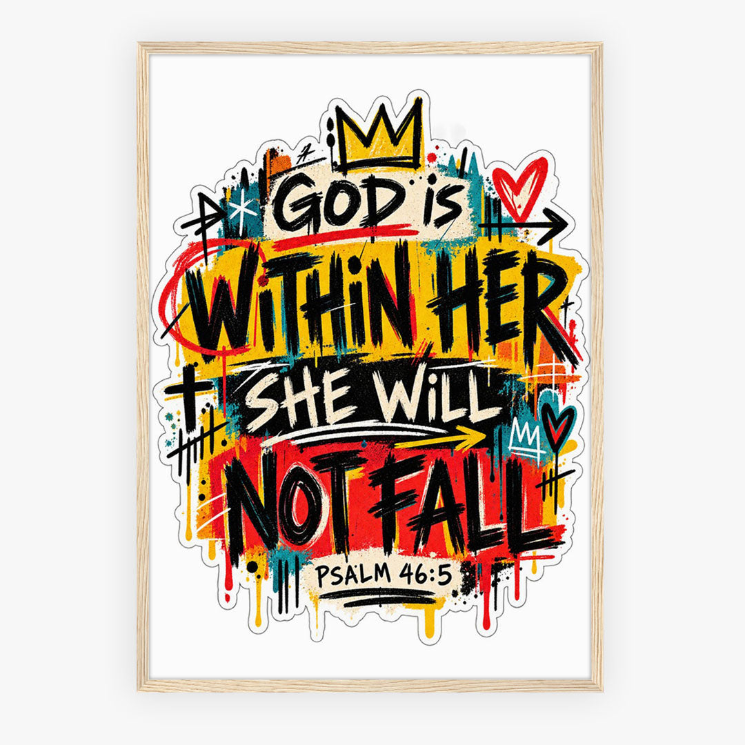 A4 Bedroom Portrait - Bold motivational artwork with splattered paint and spiritual design
