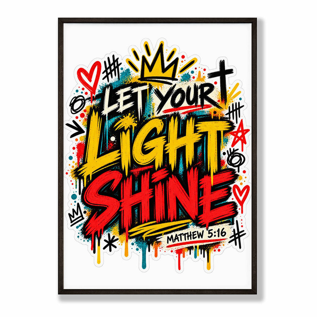 A-Sized Bedroom Portrait - Bedroom wall print featuring playful doodles and bold motivational text in bright primary colours