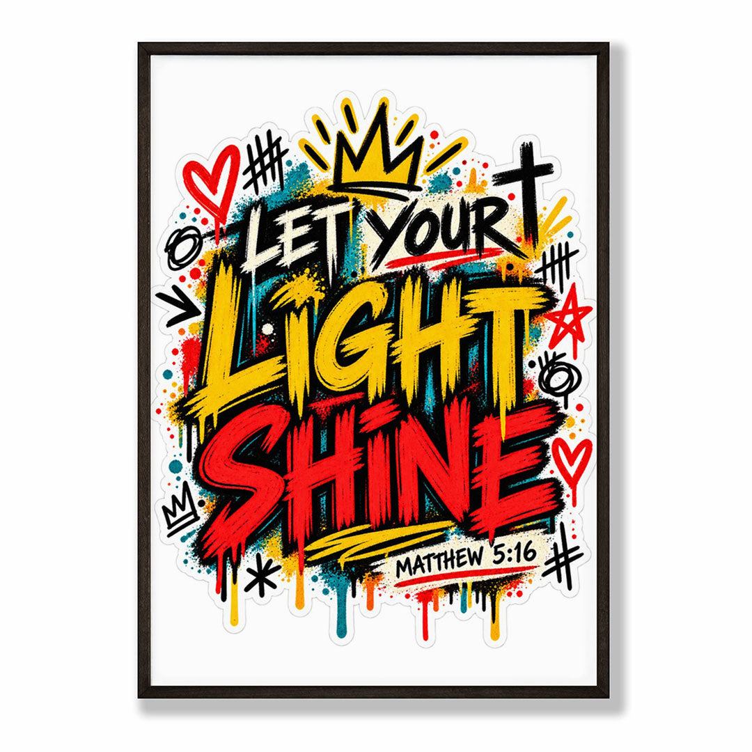 A-Sized Bedroom Portrait - Bedroom wall print featuring playful doodles and bold motivational text in bright primary colours