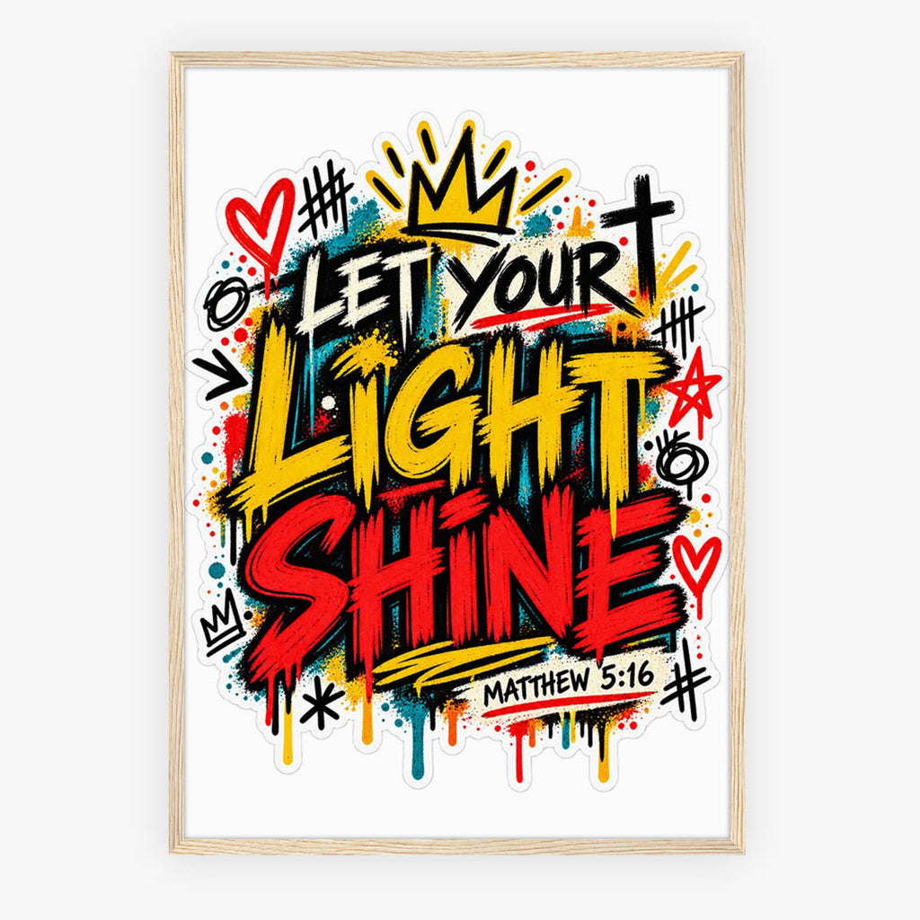 A-Sized Bedroom Portrait - Vibrant motivational art print with crown, hearts and colourful paint splashes on enhanced matte p