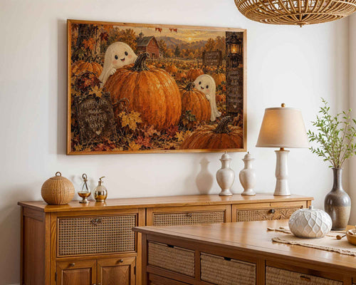 Autumn Pumpkin Patch Ghosts Poster