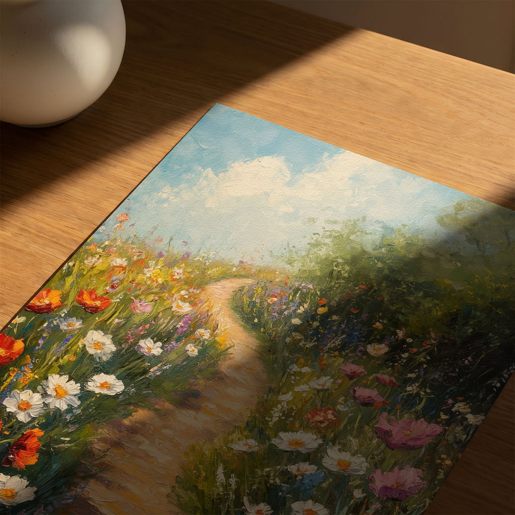 Full Collection 30x40cm - Framed botanical garden path artwork with vibrant layered blooms