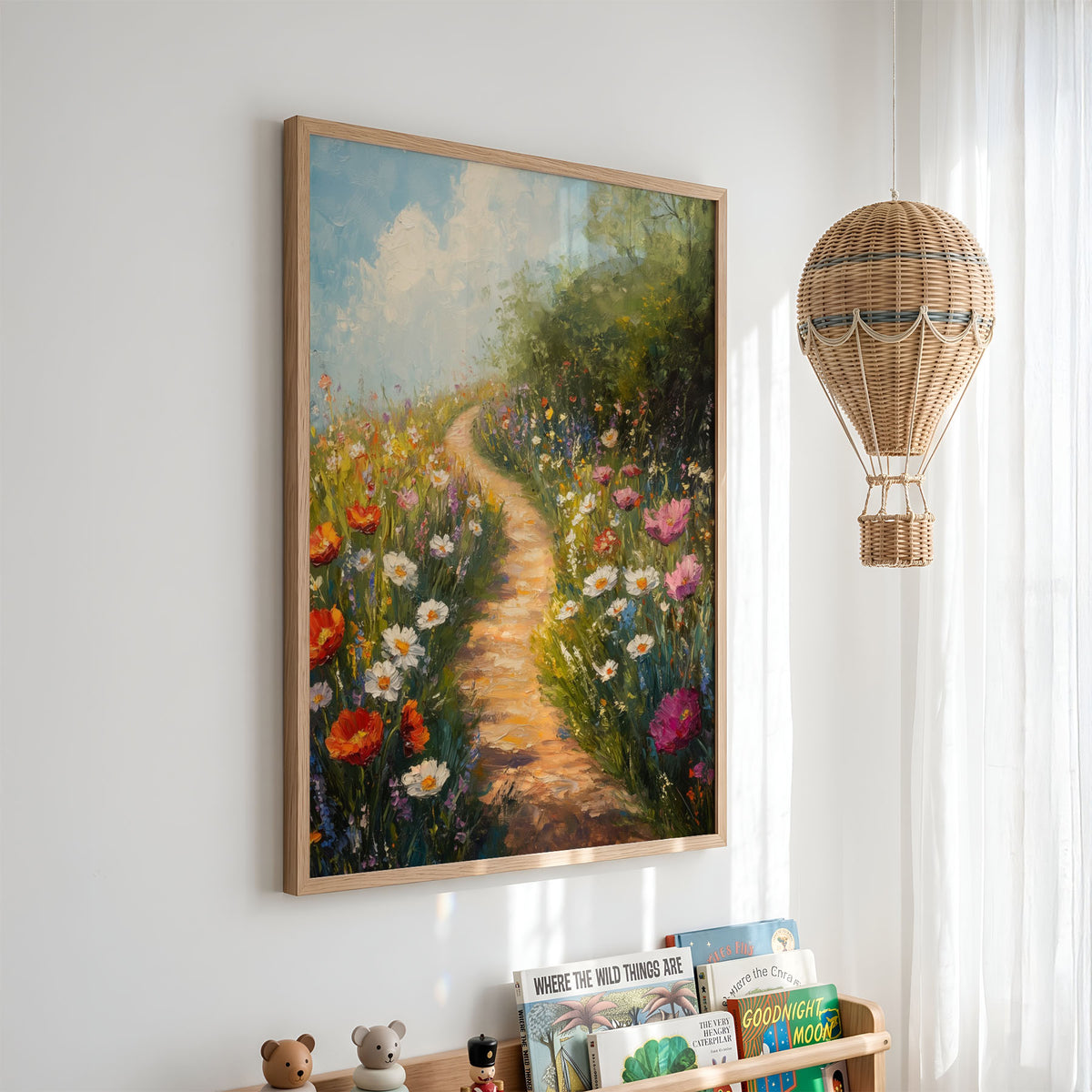 Full Collection 30x40cm - Impressionist floral landscape print showing sun-dappled flower path