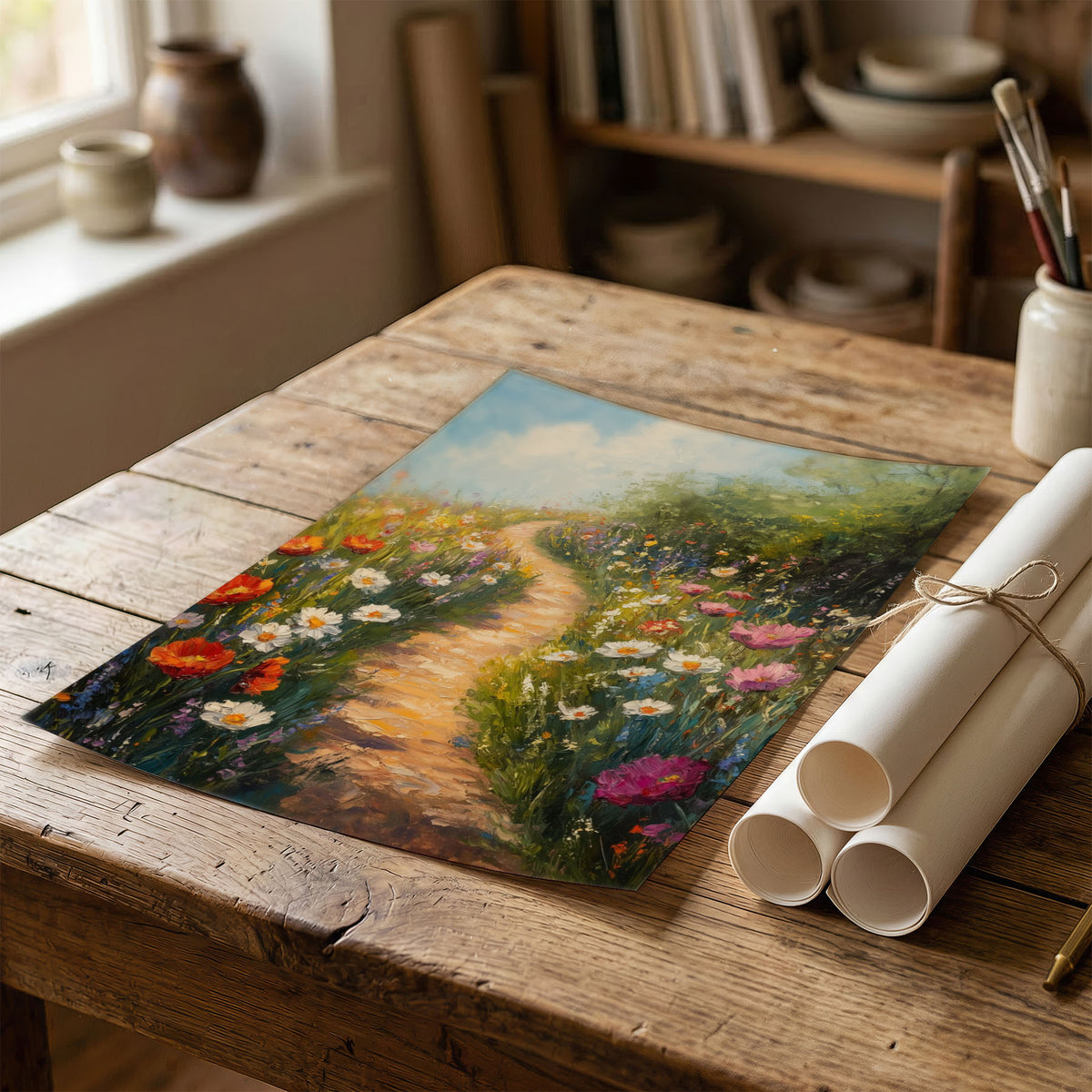 Full Collection 30x40cm - Wildflower garden print in warm earth tones and soft pastels