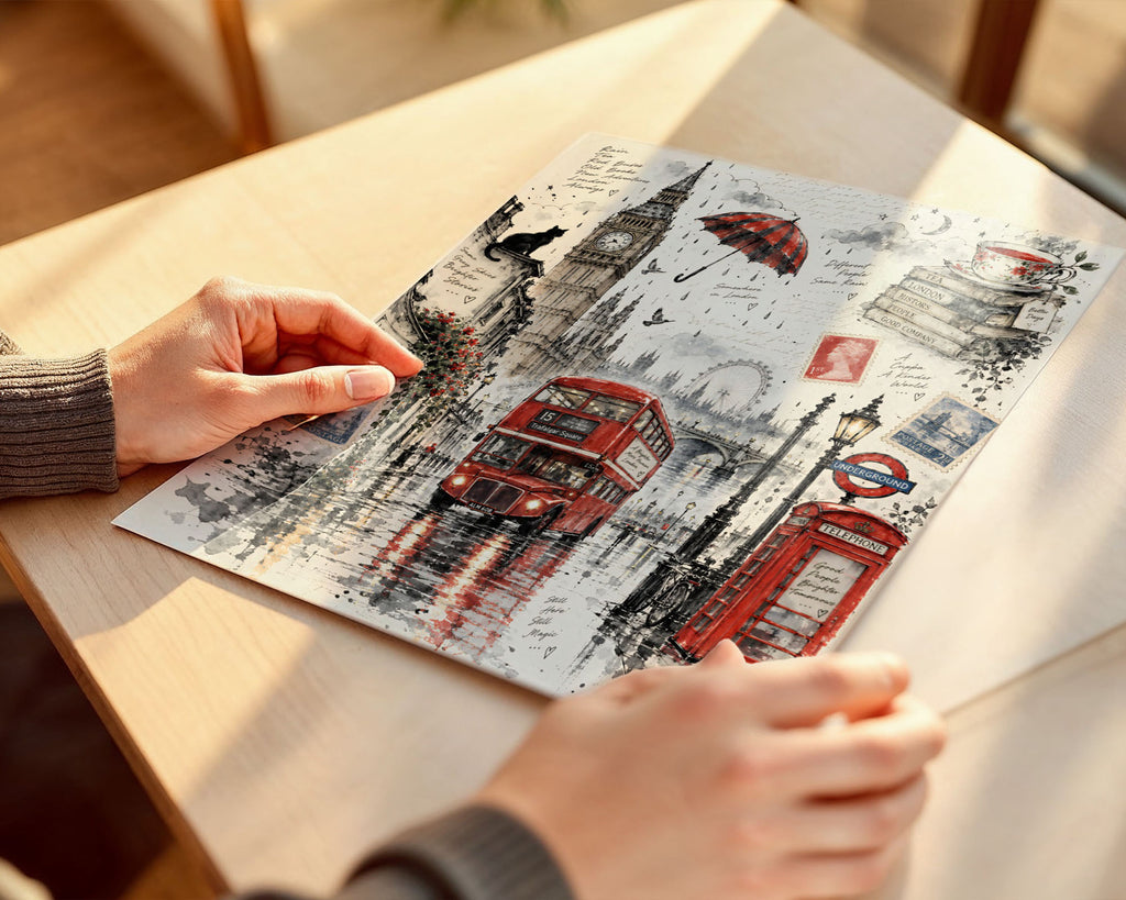 Lifestyle Posters A4 - British-themed artwork with handwritten quotes about London and tea on cream background