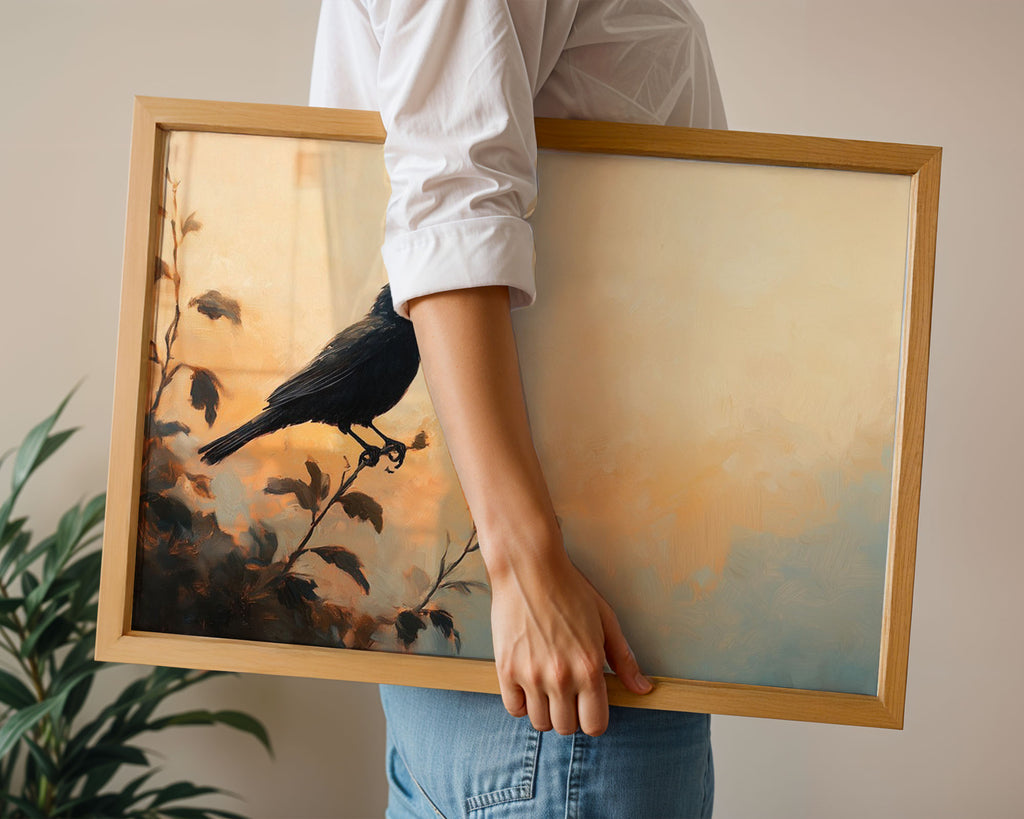 A4 Poster Landscape - Nature-inspired bird silhouette poster in autumn colour palette