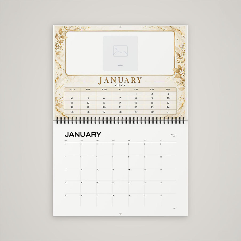 A4 Calendar Matte Finish - Monthly layout with personalised design elements throughout