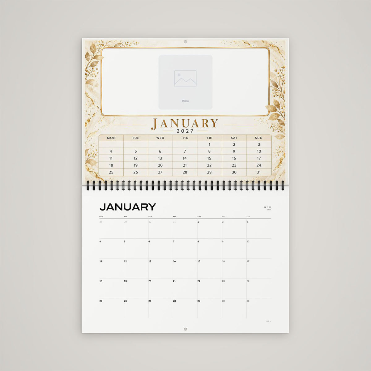A4 Calendar Matte Finish - Monthly layout with personalised design elements throughout