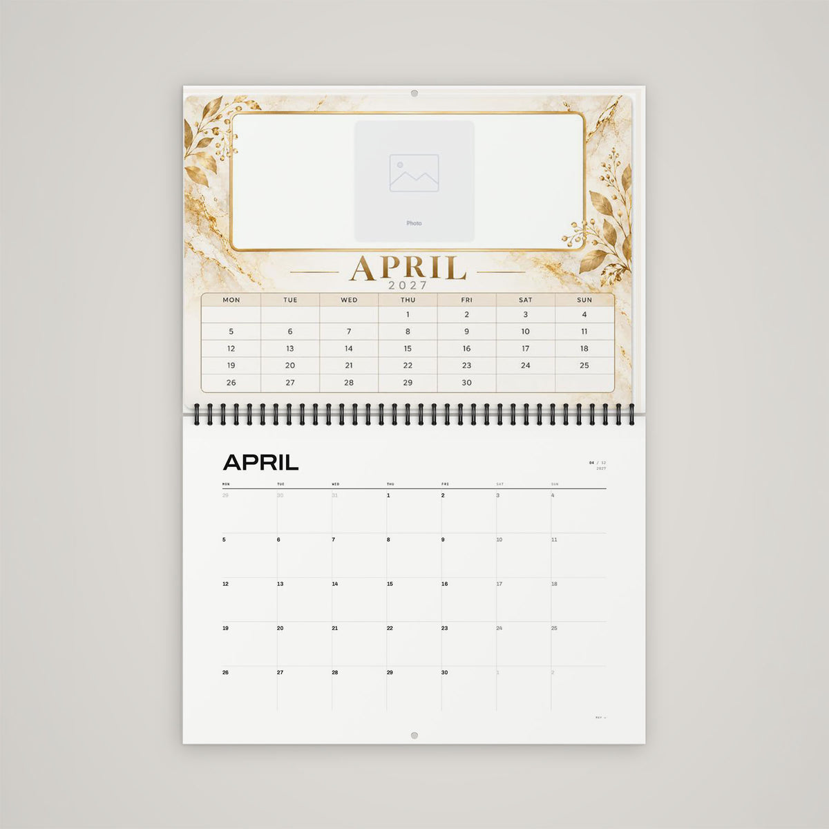Personalised A4 Calendar - March layout featuring customised photo sections and dates