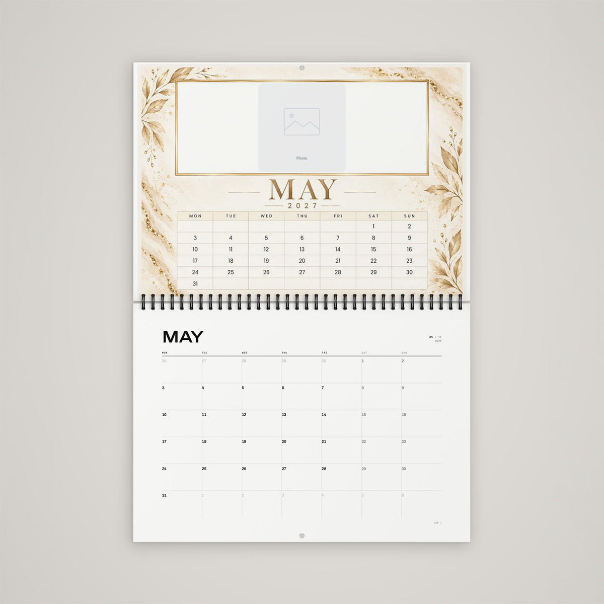 A4 Mohawk Calendar - April page with personalisable areas for family photos or memories