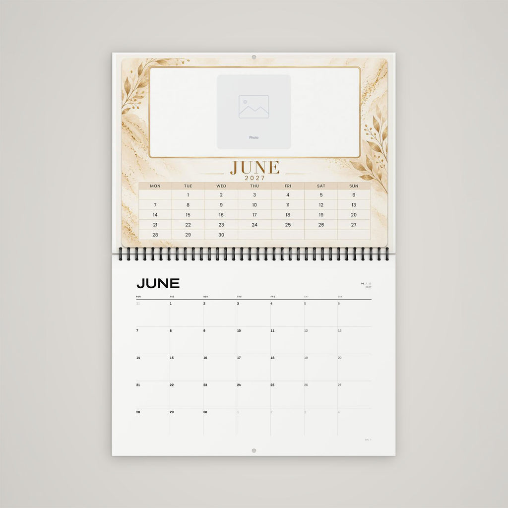 Custom A4 Calendar 2027 - May spread showing flexible customisation options for dates
