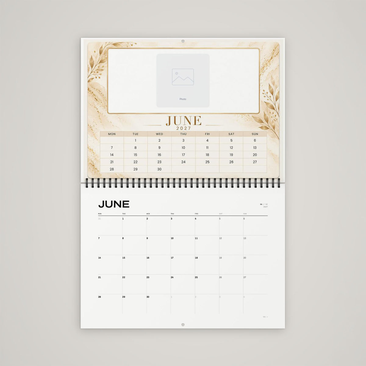Custom A4 Calendar 2027 - May spread showing flexible customisation options for dates