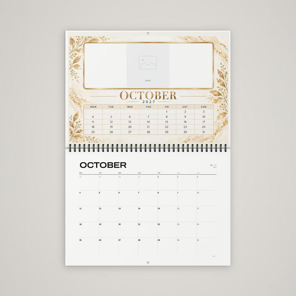 Custom 2027 Calendar - September page showing personalised date arrangement options