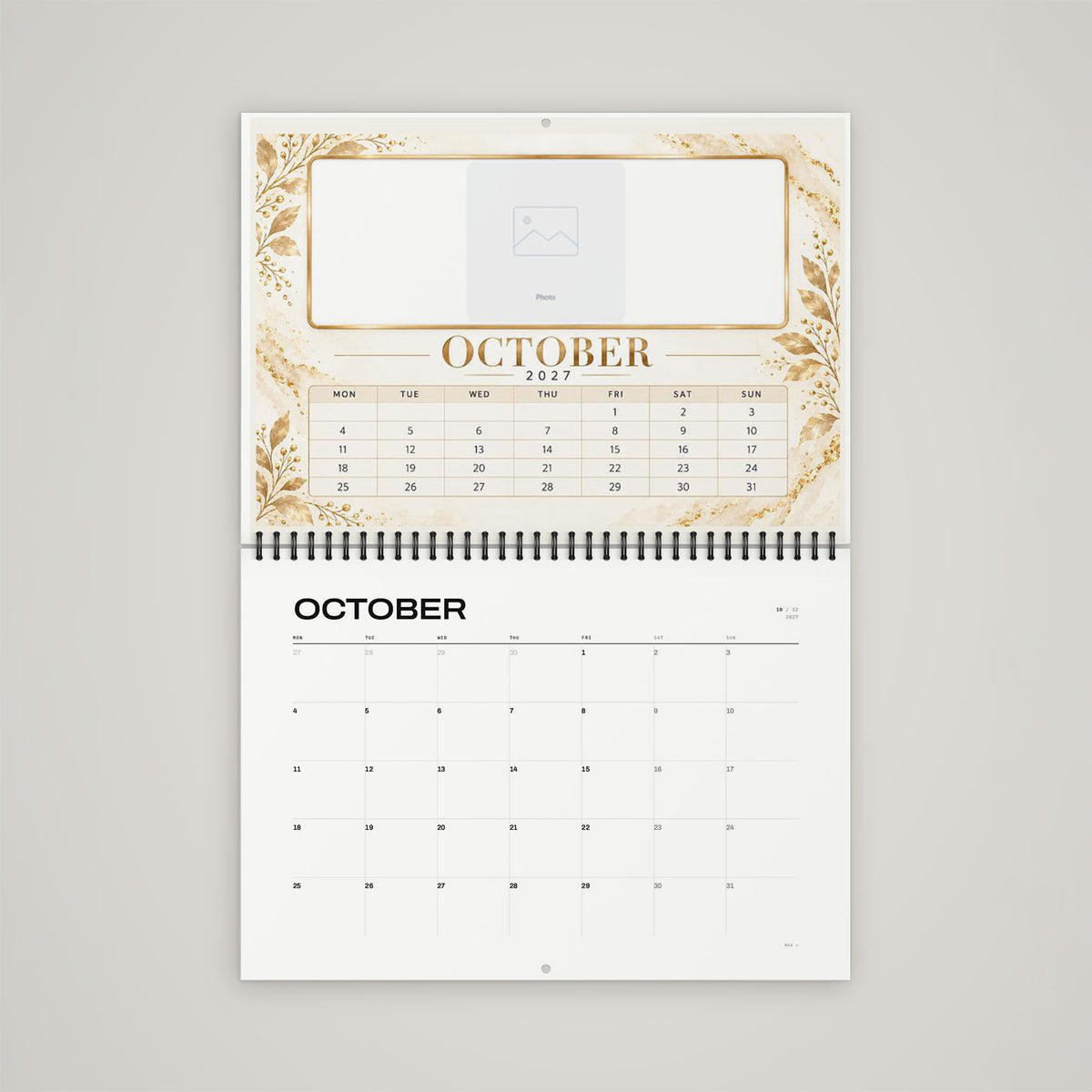 Custom 2027 Calendar - September page showing personalised date arrangement options