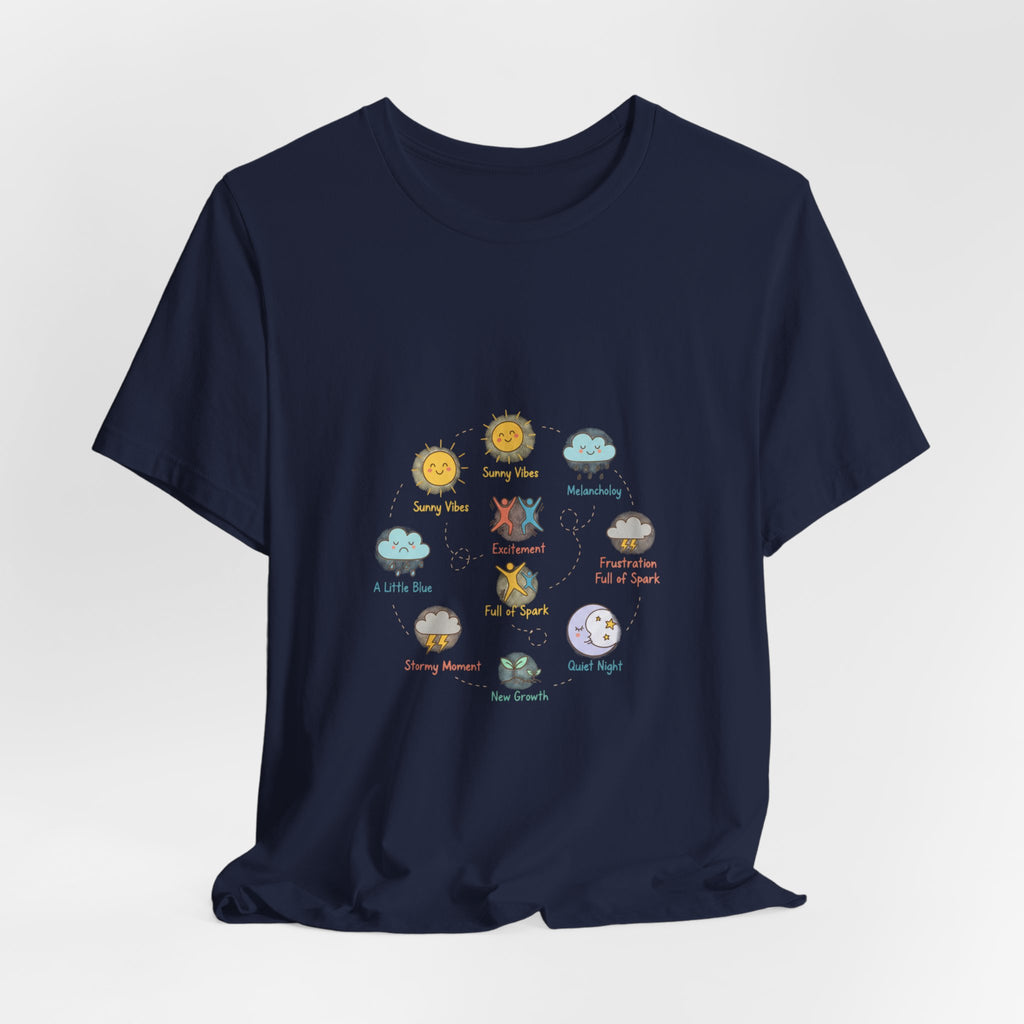 Mood Forecast T-Shirt | Whimsical Weather Emotions Tee - Framed Pop Art
